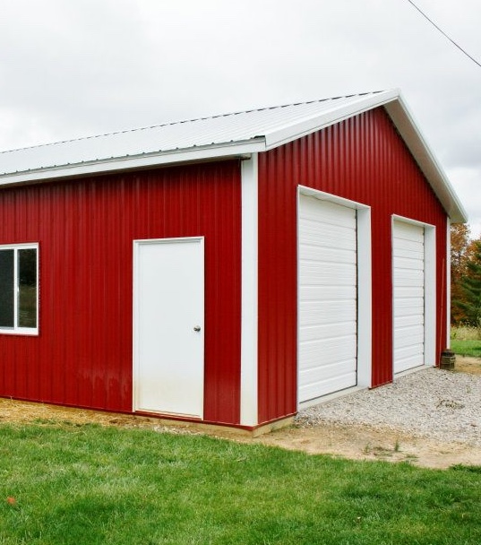 Agricultural Post-Frame Building Kits | Mansea Metal - Two-Bay_Red_Building