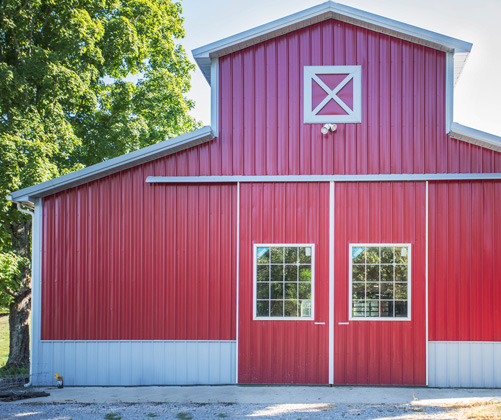 red barn using a metal siding system