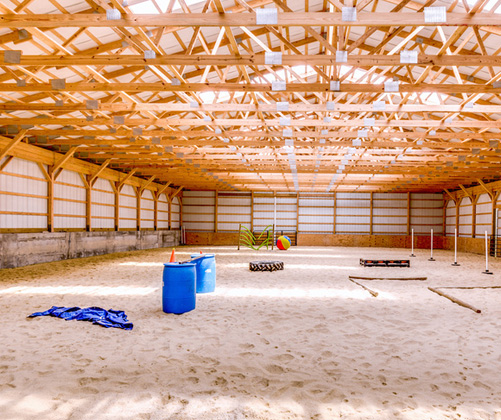 equestrian barn built with a post frame system